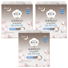 좋은느낌 무표백 유기농 입는 오버나이트, 대형, 8개입, 3개