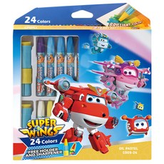 deLi 得力 Super Wings 蠟筆 附延長手柄 EC00924, 24色, 1組