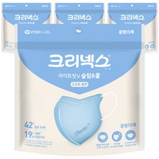 크리넥스 라이트핏V 슬림 앤 쿨 마스크 중형, 4개, 15개입, 소프트 블루