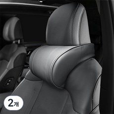 GMZ MOTORS REAL NECK 車用頸枕 皮革記憶棉, 2個, 黑色