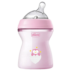 Chicco 天然母感2倍防脹PP奶瓶 單孔, 粉色, 250ml, 1個