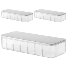 充電線分格收納盒 Set 7格 帶蓋設計 防塵 尺寸26x9.5x5.5cm ABS+PS材質, 白色, 3組