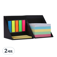 루시아이 올인원 연필꽂이 세트, 블랙 (메모지포함), 2세트