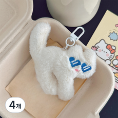DADALAND 潮酷貓咪娃娃鑰匙圈, 10cm, 4個, 03 白色