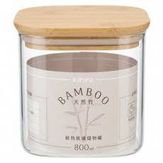 Kinyo 天然竹耐熱玻璃儲物罐 KSC-2080, 800ml, 1個
