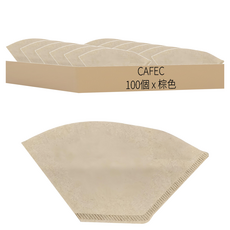 CAFEC ABACA 麻纖維梯形濾紙 AB102-100B 棕色 3~5杯份, 100個, 1包