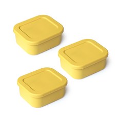 Jelly Pop方形矽膠密封保鮮盒 芥末黃 300ml, 1組, 3個