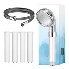 HappyDarling 礦物質4段蓮蓬頭 + 濾芯4入 + 蓮蓬頭軟管2m組合, 1套, Reflan 現代灰色