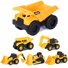 ROAD RIPPERS 韭菜汽車ryono沙子遊戲中型自卸車 +迷你機器5P重型設備玩具套組, 混色