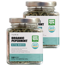 유리아 유기농 유리병 컬렉션 페퍼민트 차, 26g, 1개입, 2개