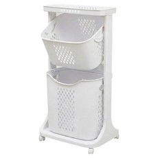 LIVENS 移動式雙層洗衣籃, 米白色