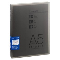 KyOKUTO 20孔薄型3用資料夾 A5，附5索引, 透明黑, 1個