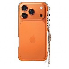 Bebehome 智慧型手機 邊框 手機殼 iPhone 17 Pro Max 機械風 鋁合金 防摔 附掛繩 橘色