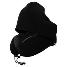 莫代爾連帽頸枕 DO460B15, 純黑色, 均碼