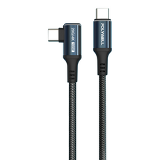 POLYWELL 寶利威爾 星光系列 USB3.2 20G 100W Type-C 高速傳輸充電線 PW15-W45-A395, 1m, 彎頭款 黑色, 1條