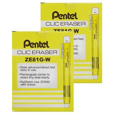 Pentel 飛龍文具 自動橡皮擦 ZE81G-W 12支入, 透明黃色, 2盒