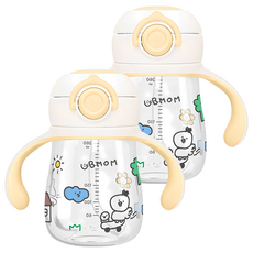 UBMOM Tritan一鍵式吸管杯, 2個, 260ml, 黃色