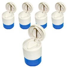 感恩使者 銀髮族用品 切藥磨藥兩用藥盒, 藍色, 直徑4.2cm, 高6.3cm, PP材質, 5個