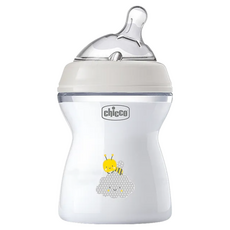 Chicco 天然母感2倍防脹PP奶瓶，單孔，250mL, 灰色, 1個