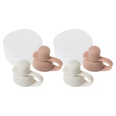 MomnLittle 2 件組超輕防溢蓋嬰兒食品袋頂蓋, 溫暖的灰色，塵土飛揚的玫瑰色, 2組