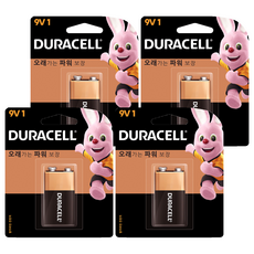 듀라셀 알카라인 건전지 9V, 1개입, 4개