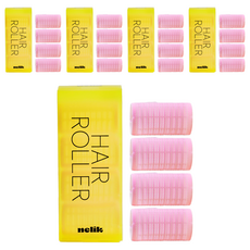 nelik 波浪捲髮捲 一般瀏海髮捲 小型 4入, 5個, 粉紅色