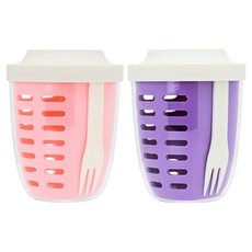 Sisem 攜帶式水果便當盒兩件組, 粉紅色 + 紫色, 1套