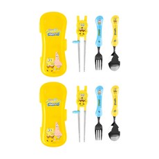 LILFANT 海綿寶寶孩童學習筷+湯匙叉子收納盒組, 混色, 2組