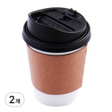 무지 화이트 종이컵 390ml + 롱개폐 리드 + 홀더 세트, 25개입, 2개