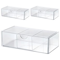 浴室櫃收納盒 抽屜型, 3個, 透明