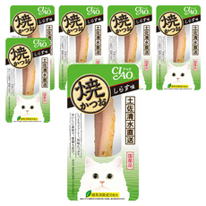 INABA CIAO 啾嚕 燒鰹魚條, 綠茶消臭成分配合, 土佐清水港直接輸送, 肉質柔軟 貓咪容易吞食, 吻仔魚風味, 6包, 30g