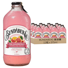 BUNDABERG 賓德寶 粉紅葡萄柚風味氣泡飲, 375ml, 12瓶