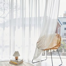 PRIELLE 輕薄雪紡魔鬼氈窗簾, 白色