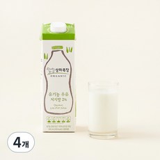 상하목장 유기농 인증 우유 저지방, 900ml, 4개