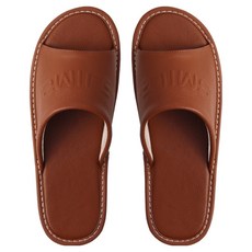 SMILE 頭層牛皮防滑室內拖鞋 真皮鞋面 舒適親膚內裏, 27, 淺棕色, 1雙