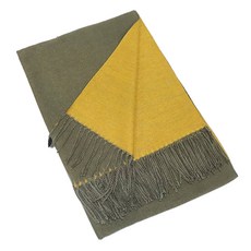 捷華 時尚雙色圍巾 黃+綠 柔軟保暖 時尚配件 方便攜帶