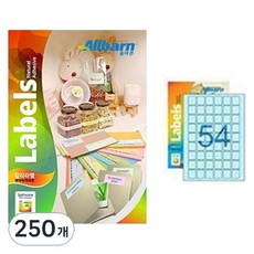 올바른라벨 칼라라벨 연파랑 (레이저 잉크젯공용) (6X9), 54칸, 250개