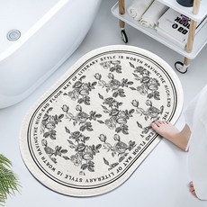 B01 升級版防霉可水沖軟式珪藻土吸水速乾防滑地墊, 復古4