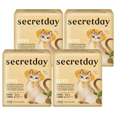 secretday Love護墊, 一般型(15cm), 20片, 4包