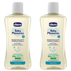 Chicco 寶貝嬰兒溫和植萃洗髮沐浴露, 添加燕麥與植物甘油, 92%天然成分, 不含色素酒精Parabens, 200ml, 2瓶