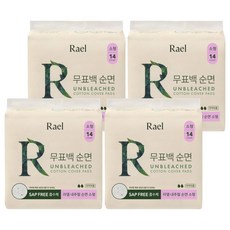라엘 무표백 순면 생리대, 소형, 14개입, 4개