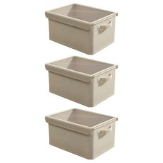 ANTIAN 可折疊透明側翻防塵蓋衣物收納盒 55L, 米色, 3個