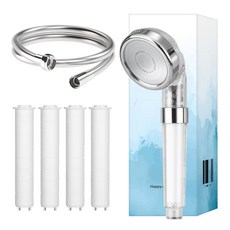 HappyDarling 礦物質4段蓮蓬頭 + 濾心4p + 蓮蓬頭軟管2m組合, 1套, Replan 現代銀