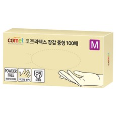 comet 乳膠手套 100支入, 白色, 中( M), 1盒