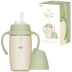티지엠 유아용 PPSU 밀알 빨대컵, 280ml, 1개, 모스그린