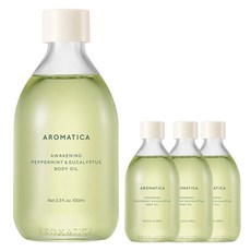 아로마티카 어웨이크닝 바디오일 페퍼민트 앤 유칼립투스, 100ml, 4개