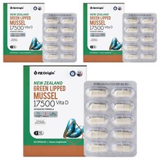 nz Origin 紐西蘭貽貝17500維他命D補充膠囊, 30顆, 3盒
