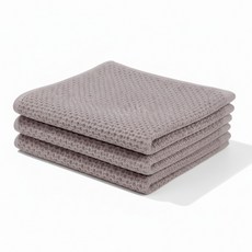 Tradeway 附掛環優質純棉鬆餅格紋抹布/洗臉巾 米色, 3個