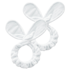 超細纖維兔耳絲帶鋼絲洗臉帶, 白色, 2個