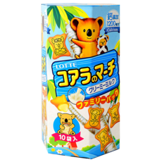 LOTTE 樂天 小熊餅 (牛奶風味), 家庭號 10包入, 可愛小熊圖案餅乾, 195g, 1盒